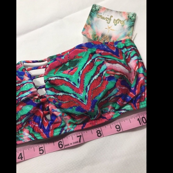 NWT! Luli Fama Strappy V Cut Out‎ Print Bandeau Top [SZ Medium ] - Picture 4 of 8